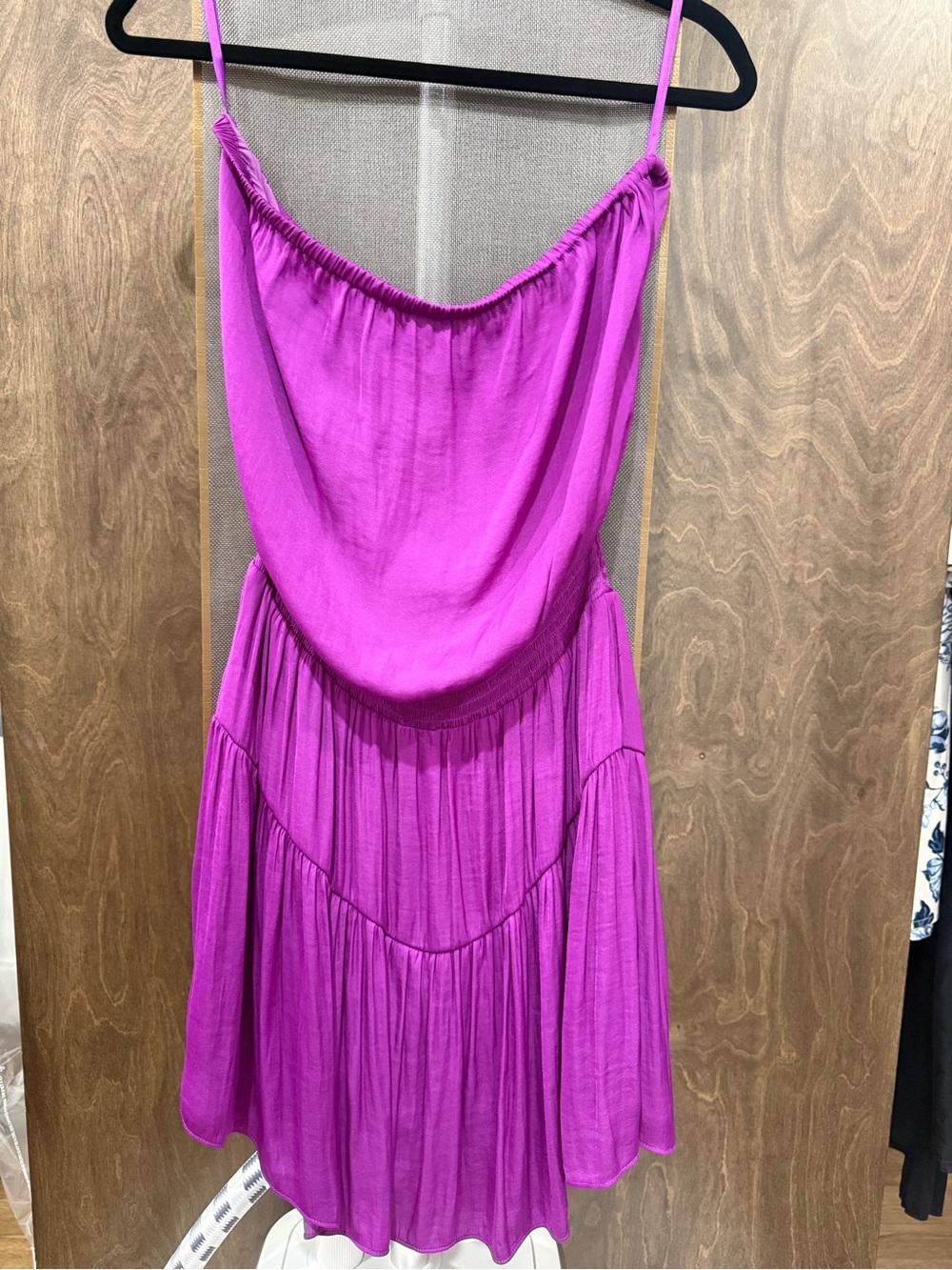 Naked Zebra Bright Fuchsia Spaghetti Strap Tiered Mini Dress
